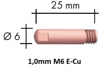 Duză contact MB15 M6x25x1.00mm