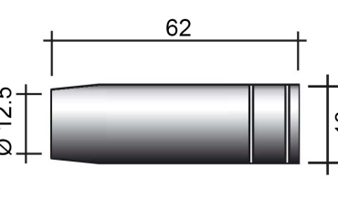Duză gaz conică WT340 NW12.5x62x12.5mm